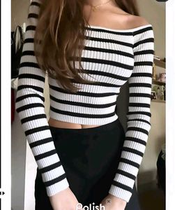 New with tag Pinterest Chic Striped Off-Shoulder C