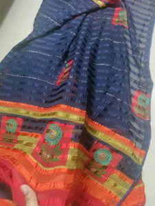 Beautiful Studded Navy Blue Saree