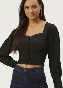 Carlton London Black Victorian Blouson Top