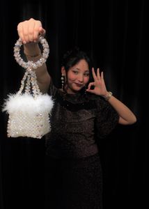 Cube Fur Crystal Clutch