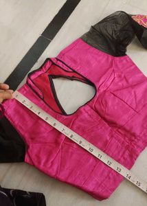 bright pink and golden brown Saree