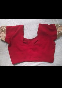 Red Block Buti Saree With Net And Siquence Border