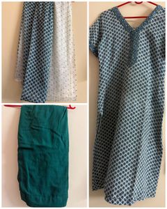 Green White Pallazo Suit