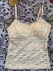 Nude Padded Net Camisole