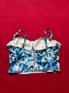 Blue Floral Bustier / Corset Style Top