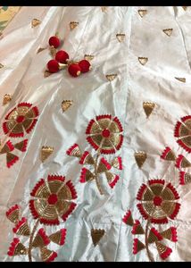 Designer Light Blue Silk Lehenga