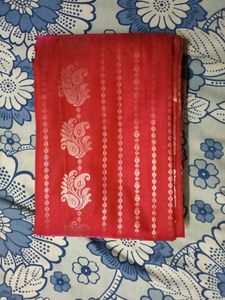 BrandNewElegant RedSilkSaree - With Unstiched Blou