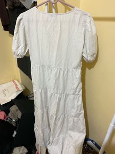 Stradivarius White Tiered Dress
