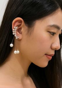 brand new crystal & pearl ear cuff