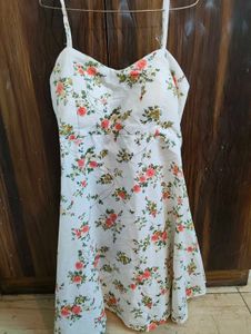 white floral bow back dress