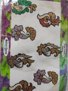 Glitter Tattoo Stickers, green &amp; Gold earrings