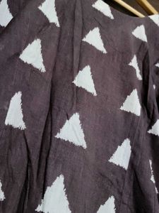 Women Brown Printed Cotton Kurta