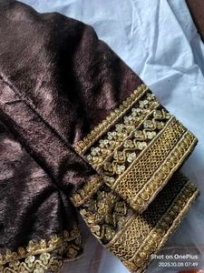 jimmy choo saree &amp; Embroidered Brown Blouse