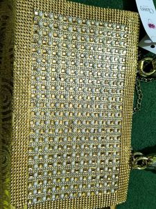 Combo Classy Gold Clutch And Paruse, Slingbag