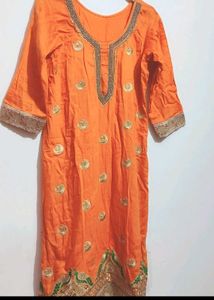 Orange🟠 Designer Plazo Suit &amp; Dupatta 38 Bust