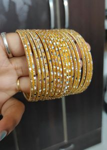 Metal Golden Bangles Set Of 20 Pcs