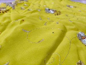 Yellow Saree with Silver Embroidery