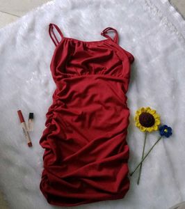 Red Ruched Bodycon Dress