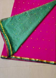 Pink Saree With Embroidery Blouse