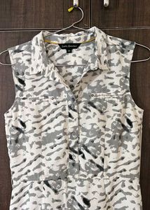 Black And White Printed Sheath Dress