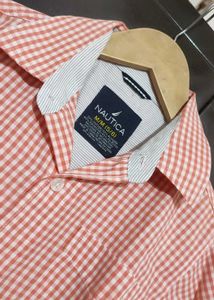 Light Coral Check Print Shirt For 4- 5 Year Boy