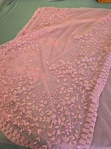 MANYAVAR Stone Studded Floral Embroidered Saree