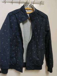 Stylish Navy Blue Patterned Jacket