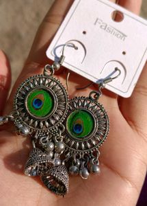 Peacock Feather Jhumka Earrings