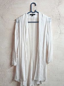 See-through Fashion Shrug Top Full-sleeve White