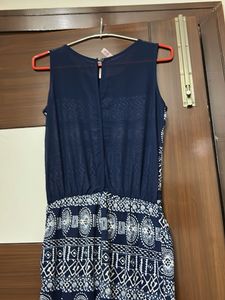 Navy &amp; White Printed Jumpsuit