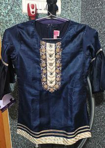 Embroidered Navy Sharara Dress