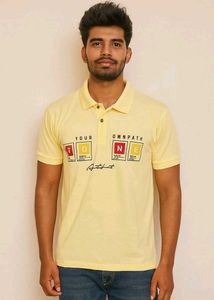 Yellow Graphic Print Polo T-Shirt