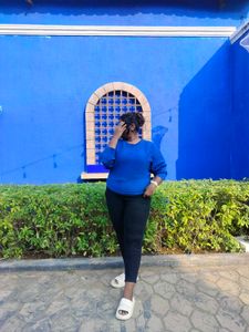 Blue Pullover &amp; Black Pants