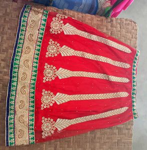 Red Embroidered Lehenga Set