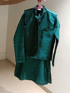 Lovely green Kurta pajama with Nehru jacket