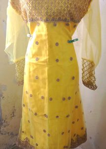 Elegant Yellow Embroidered Ethnic Gown