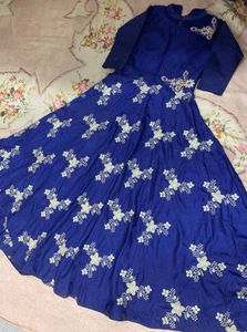 Elegant Blue Embroidered Anarkali Dress