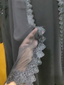 Elegant Black flared anarkali gown and dupatta set