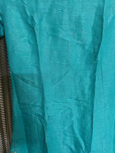 Sea Green Kurta With Silver Self fabric embroidery