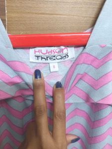 Imported Chevron Print Pink Dress