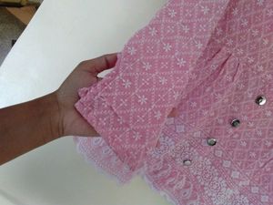 Embroidery pink Short Kurte Type Top