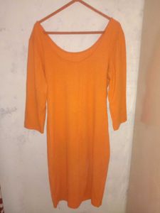 Dressberry orange ribbed dress