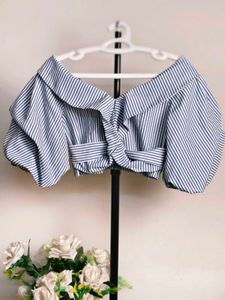 Striped Off-Shoulder Crop Top