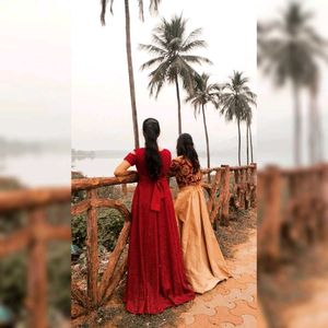 Red Heavy Party Flared Ball Gown