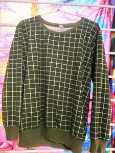 Green Grid Long Sleeve Top