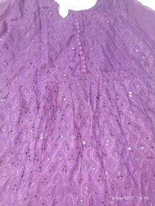 Xl New Unused Elegant Chikankari Purple Anarkali