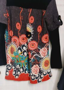 Floral Print Tunic Top Knee Length