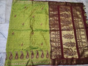 Green &amp; Gold Embellished Saree