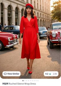 H&amp;MRed Wrap Midi Dress