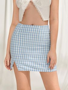 Women’s Split Hem Gingham Skirt – Stylish Mini